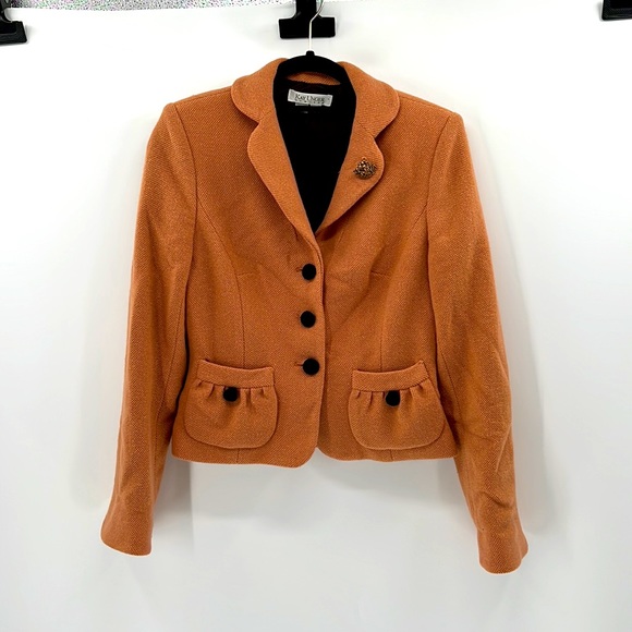 Kay Unger Wool/Silk Blazer - Orange Rust - 4 - Picture 1 of 13